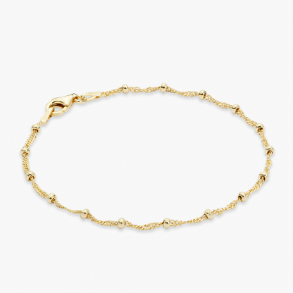 Singapore Bead Chain Bracelet in 18k Gold Over Sterling Silver