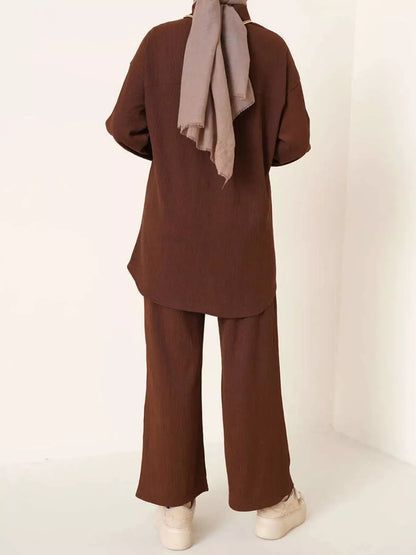 Button Up Long Sleeve Shirt and Pants Set