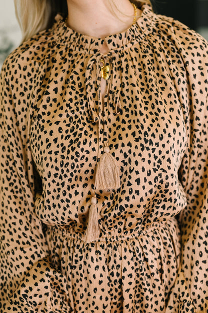 A Cheeky Little Time Tiered Dress in Pecan Brown