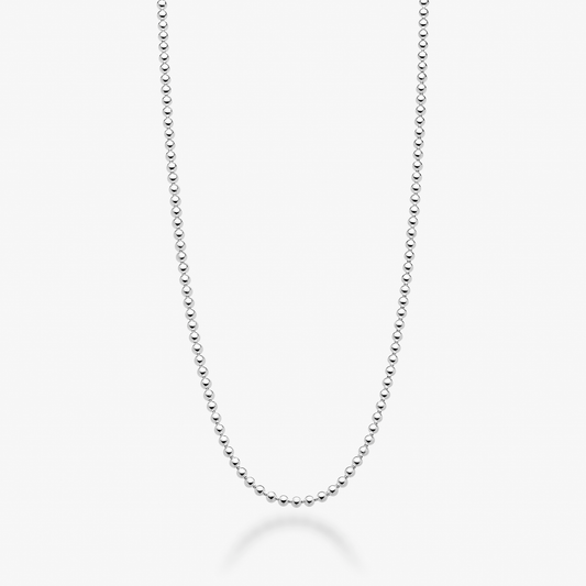 Bead Strand Necklace in Sterling Silver, 2mm
