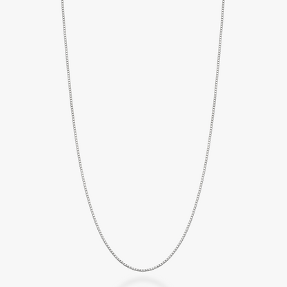 Box Chain Necklace in Sterling Silver, 1mm