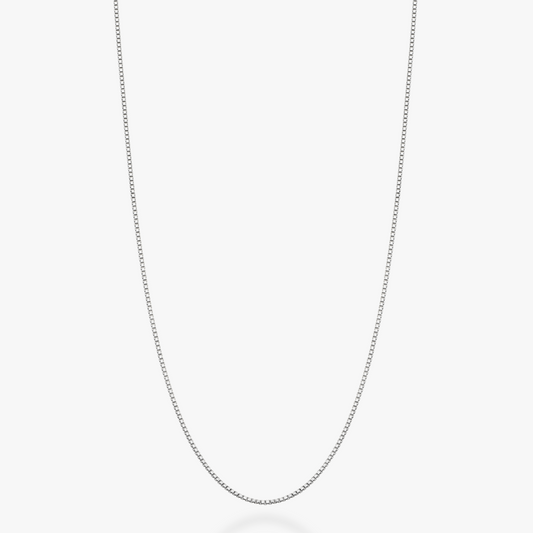 Box Chain Necklace in Sterling Silver, 1mm
