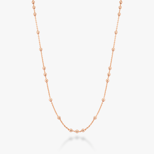 Beaded Rosary 60 Inches Long Wrap Layering Station Necklace in 18k Rose Gold Over Bronze
