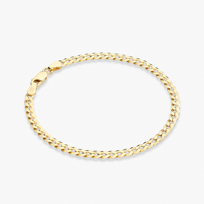 Cuban Chain Bracelet in 18k Gold Over Sterling Silver, 3.5mm