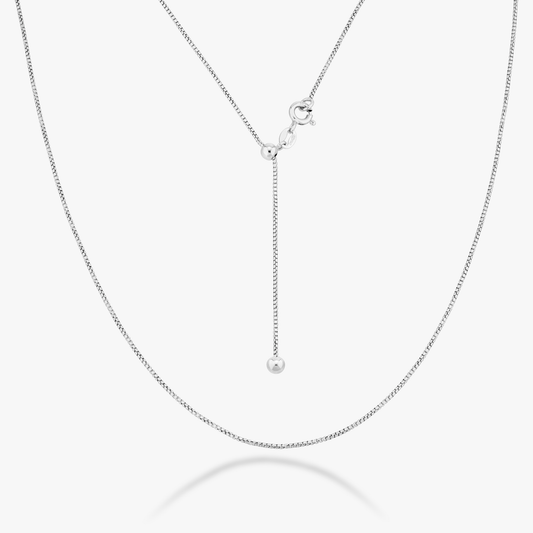 Adjustable Bolo Box Necklace in Sterling Silver, 1mm