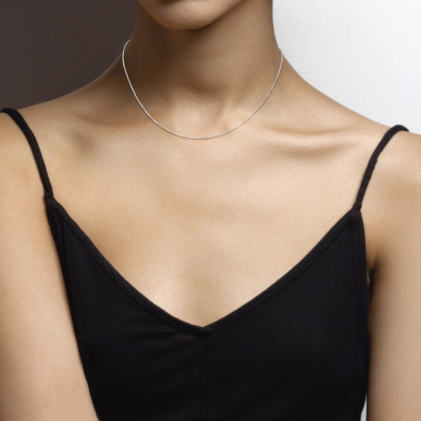 Adjustable Bolo Box Necklace in Sterling Silver, 1mm