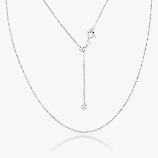 Adjustable Bolo Cable Necklace in Sterling Silver, 1.3mm