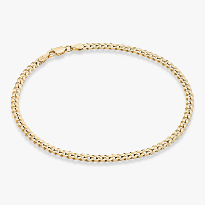 Cuban Anklet in 18k Gold Over Sterling Silver, 3.5mm
