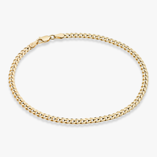 Cuban Anklet in 18k Gold Over Sterling Silver, 3.5mm