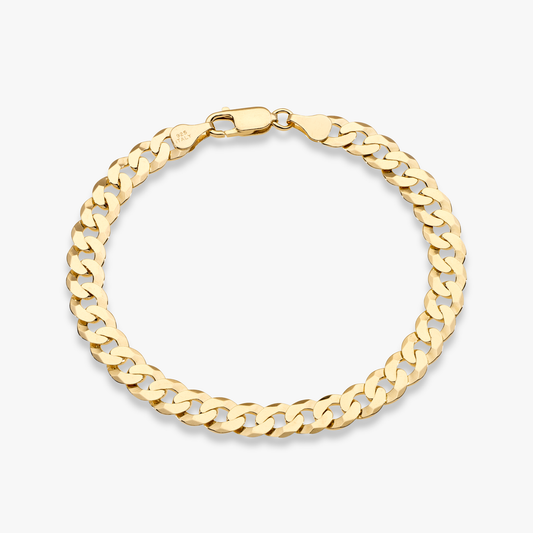 Cuban Chain Bracelet in 18k Gold Over Sterling Silver, 7mm
