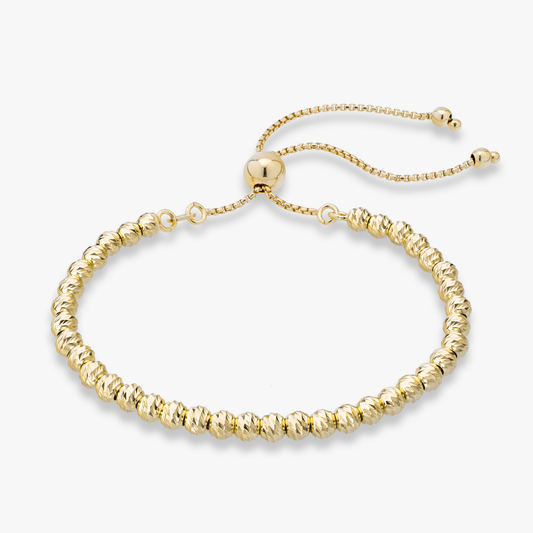 Diamond-Cut Bead Adjustable Bolo Bracelet in 18k Gold Over Sterling Silver, 4mm