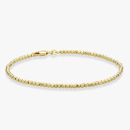 Diamond-Cut Bead Strand Bracelet in 18k Gold Over Sterling Silver, 2.5mm