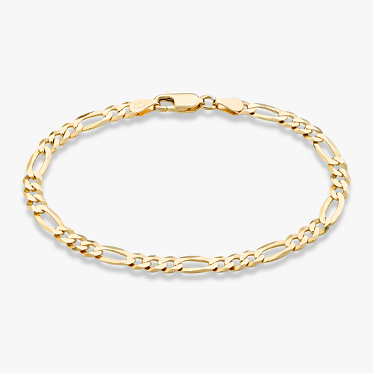 Figaro Chain Bracelet in 18k Gold Over Sterling Silver, 5mm