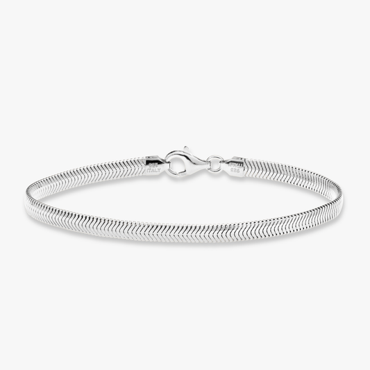 Flat Snake Bracelet in Sterling Silver, 4mm