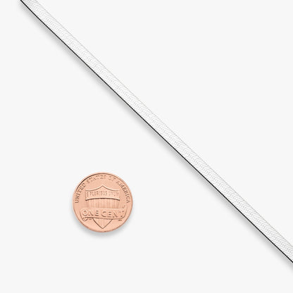 Herringbone Anklet in Sterling Silver, 3.5mm