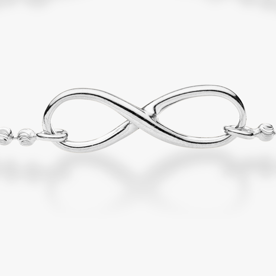 Infinity Adjustable Bolo Beaded Bracelet in Sterling Silver
