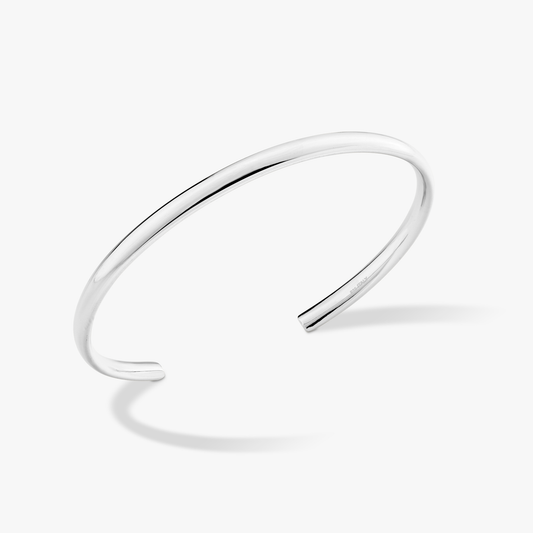 Open Oval Cuff Polished Bangle in Sterling Silver, 4mm