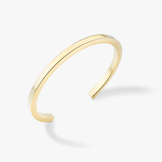 Open Squared Cuff Bangle in 18k Gold Over Sterling Silver, 4mm