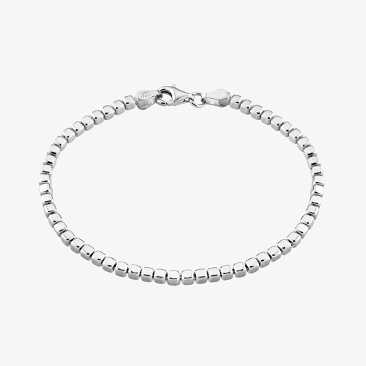 Organic Cube Bead Bracelet in Sterling Silver, 2.5mm