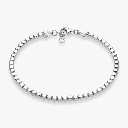 Organic Cube Bead Bracelet in Sterling Silver, 2.5mm