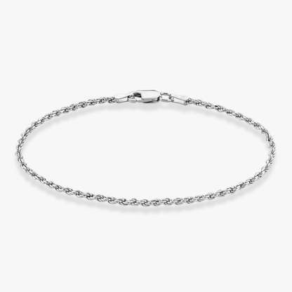 Rope Anklet in Sterling Silver, 2mm