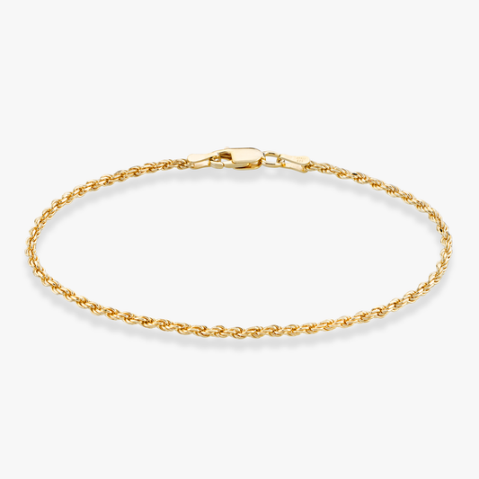 Rope Bracelet in 18k gold over sterling silver, 2mm