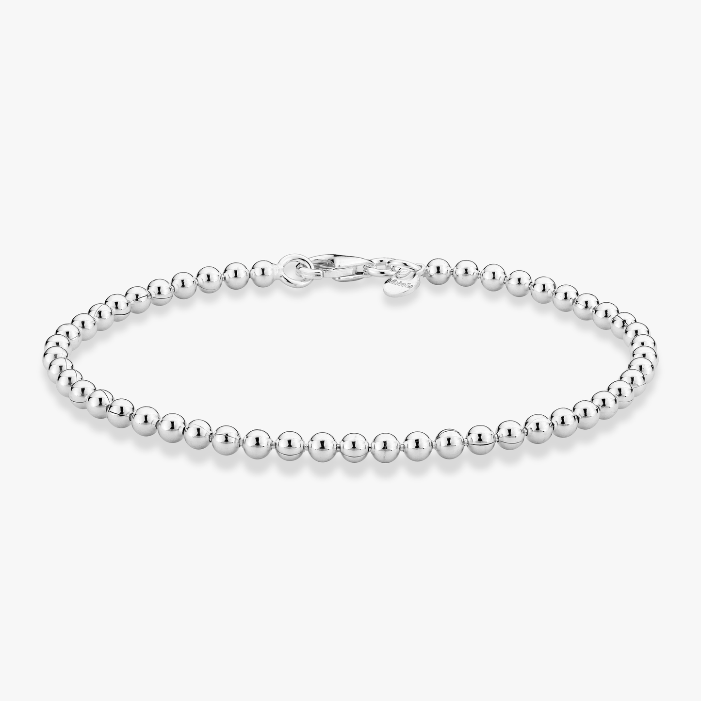 Round Bead Anklet in Sterling Silver, 3mm