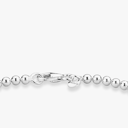 Round Bead Anklet in Sterling Silver, 3mm