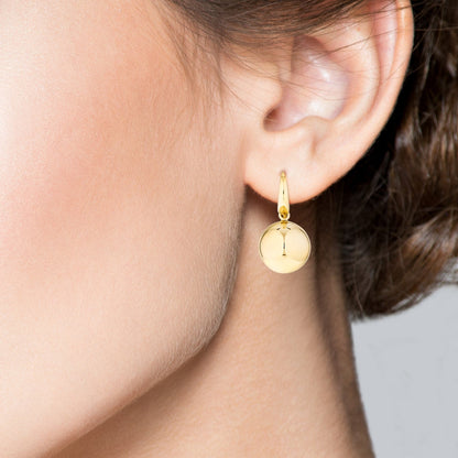 Round Bead Dangle Leverback Earrings in 18k gold over sterling silver, 14mm