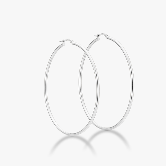 Round Hoop Lightweight Earrings in sterling Silver, 60mm
