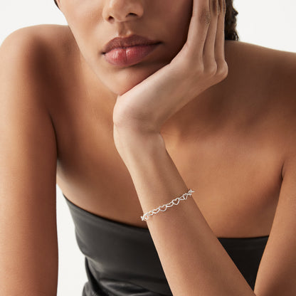 Rolo Heart Bracelet in Sterling Silver, 5mm