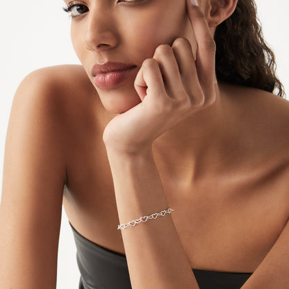 Rolo Heart Bracelet in Sterling Silver, 5mm