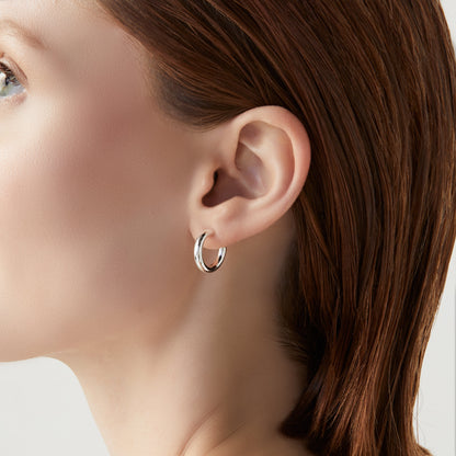 Lightweight Hoop Earrings in Sterling Silver, 16mm diameter