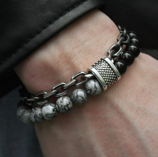 Stainless Steel & Beads Bracelet