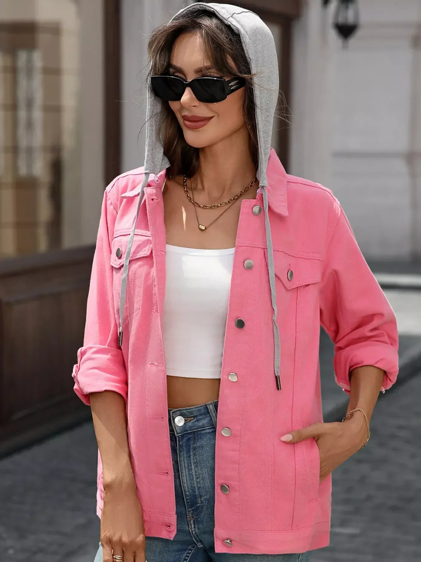 Button Up Long Sleeve Denim Jacket
