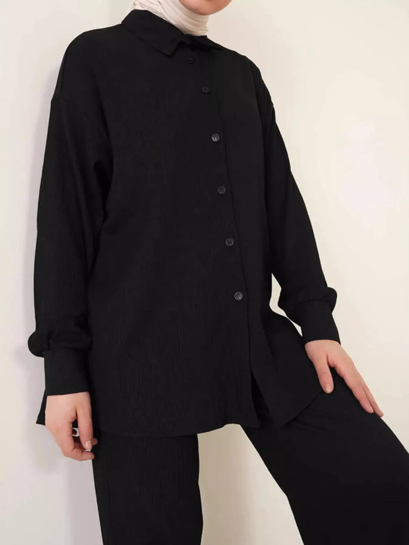 Button Up Long Sleeve Shirt and Pants Set