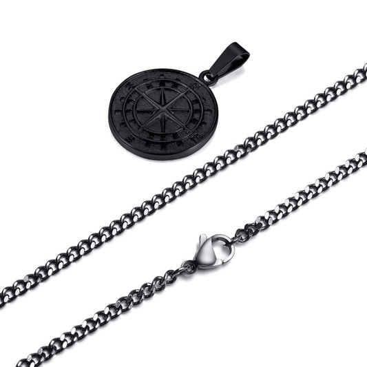 Compass Necklace - Black