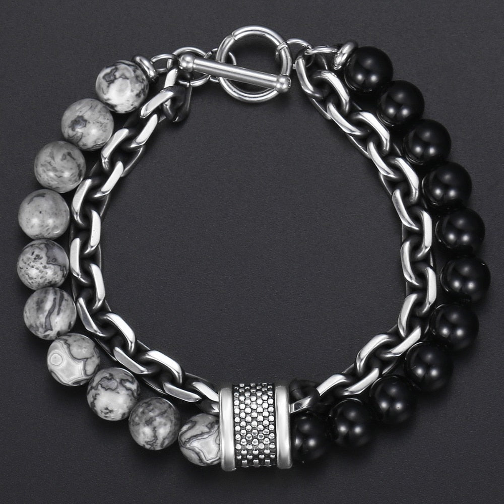 Stainless Steel & Beads Bracelet