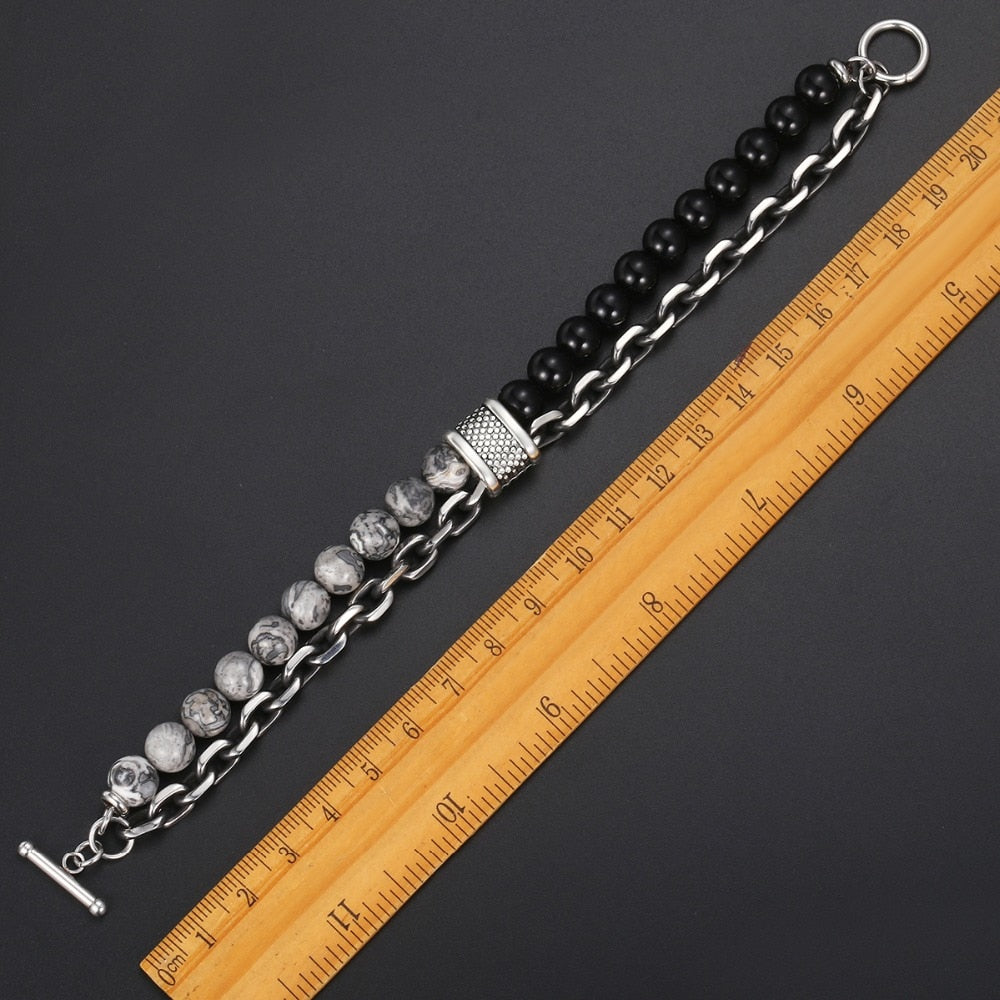Stainless Steel & Beads Bracelet
